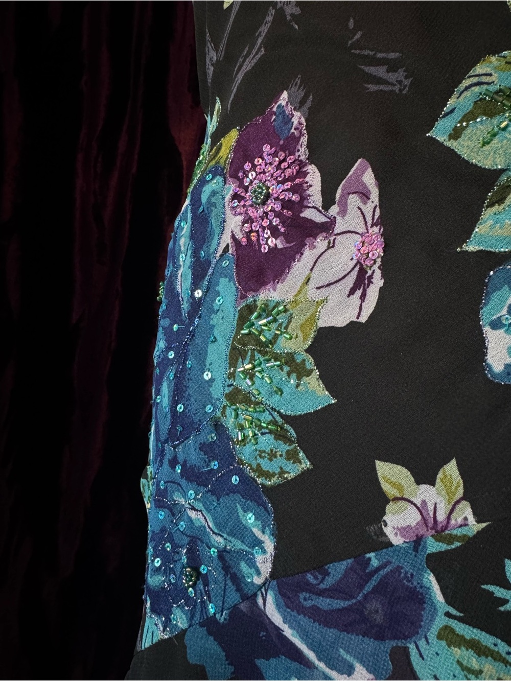 Beautiful Floral Fairy Whimsical Sequin Beaded Dress - Picture 4 of 9